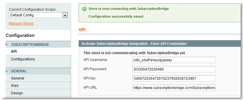 API credentials added successfully
